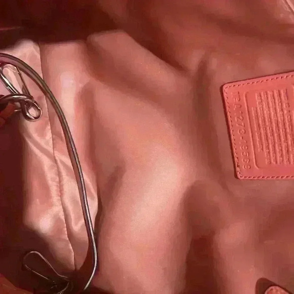 PENDING Coach Audrey OP ART Coral Peach Patent Leather Tote Shoulder Handbag - Picture 15 of 16